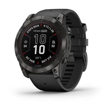 Fenix 7X Pro Sapphire Solar, szürke DLC titánium, fekete szilikon szíjjal (ED XD)