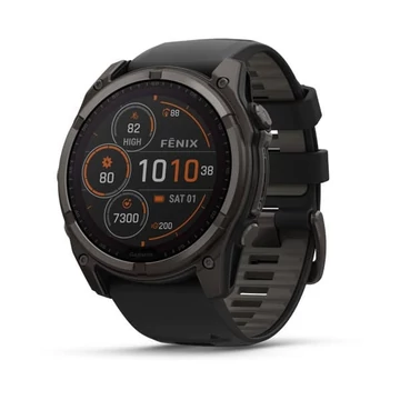 fenix 8 51mm SOLAR Sapphire, karbonszürke DLC titanium, fekete/sötétszürke szilikon szíjjal (ED XD)