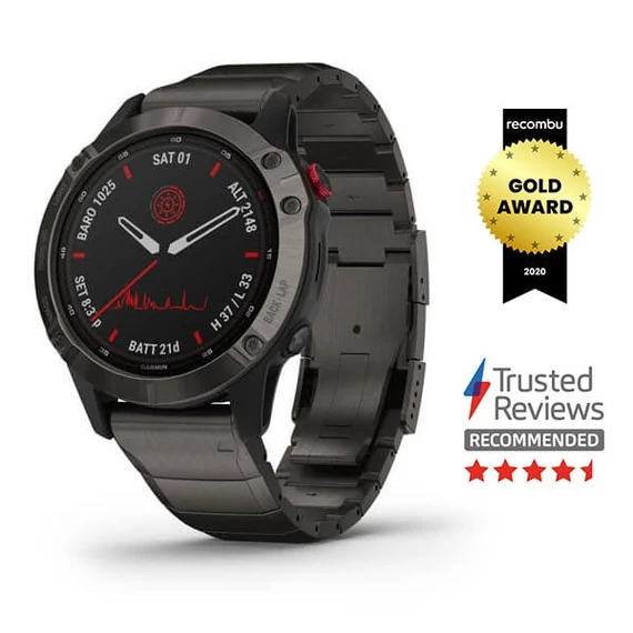 fenix 6 Pro Solar, Titanium , DLC szürke titanium szíjjal