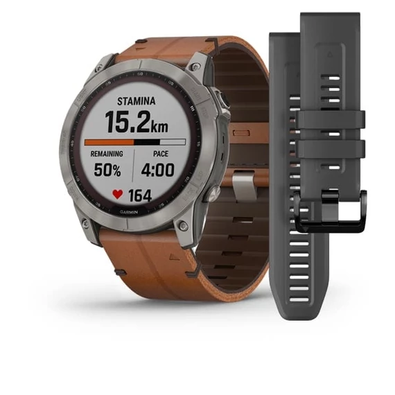 fenix 7X (SD) Sapphire titánium barna bőr szíjjal (Solar)